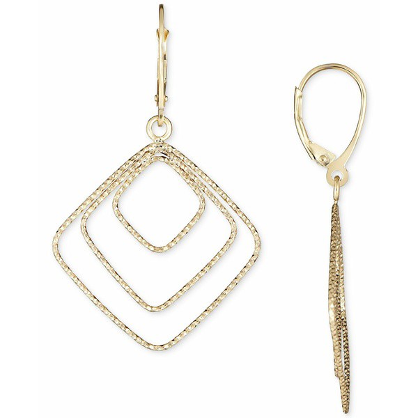 イタリアン ゴールド レディース ピアス＆イヤリング アクセサリー Square Drop Earrings in 14k Gold Yellow Gold