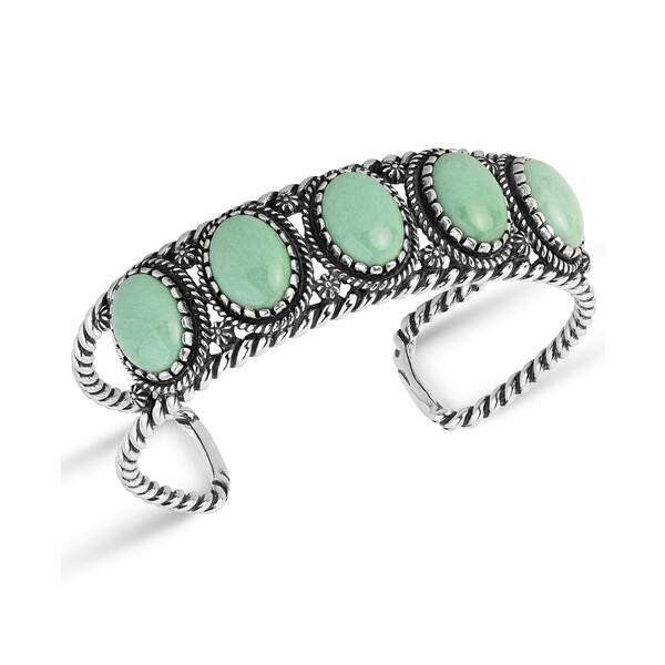 アメリカンウェスト レディース ブレスレット・バングル・アンクレット アクセサリー Green Variscite Gemstone Rope Cuff Bracelet in S