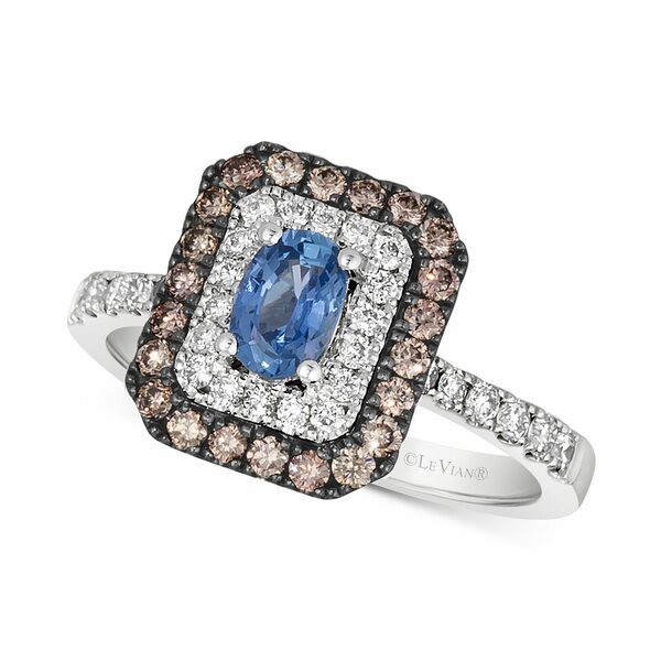 ルヴァン レディース リング アクセサリー Blueberry Sapphire (3/8 ct. t.w.) & Diamond (5/8 ct. t.w.) Halo Ring in 14k White Gold S