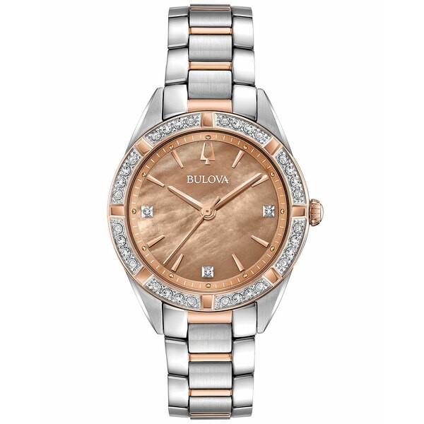 ブロバ レディース 腕時計 アクセサリー Women's Sutton Diamond (1/10 ct. t.w.) Two-Tone Stainless Steel Bracelet Watch 32.5mm Two-