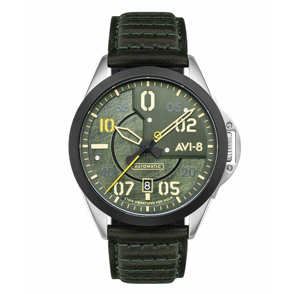 アヴィエイト メンズ 腕時計 アクセサリー Men's P-51 Mustang Hitchcock Automatic Greentree Green Genuine Leather Strap Watch 43mm