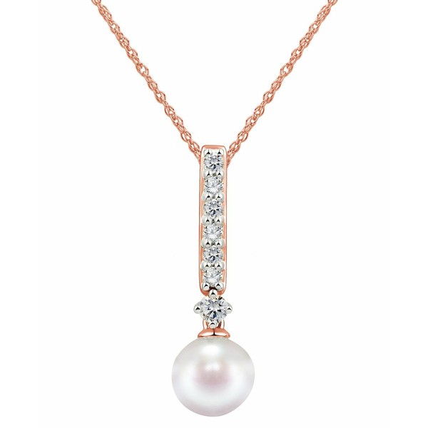 ホノラ レディース ネックレス・チョーカー・ペンダントトップ アクセサリー Cultured Freshwater Pearl 7-7.5mm and Diamond 1/5 ct. tw