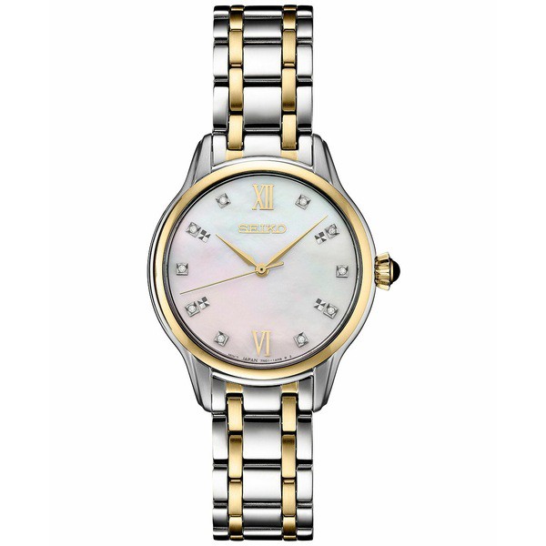 セイコー レディース 腕時計 アクセサリー Women's Diamond (1/10 ct. t.w.) Two Tone Bracelet Watch 30mm White