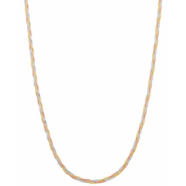 イタリアン ゴールド レディース ネックレス・チョーカー・ペンダントトップ アクセサリー Braided Link 18" Chain Necklace in 10k Tric