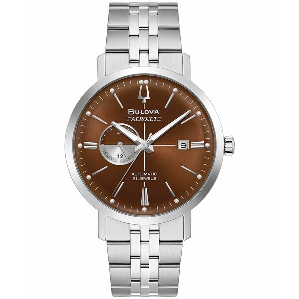 ブロバ メンズ 腕時計 アクセサリー Men's Automatic Aerojet Stainless Steel Bracelet Watch 41mm Silver-tone