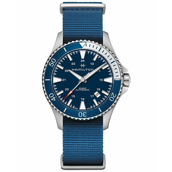 ハミルトン メンズ 腕時計 アクセサリー Men’s Swiss Automatic Khaki Scuba Navy Blue Nato Strap Watch 40mm No Color