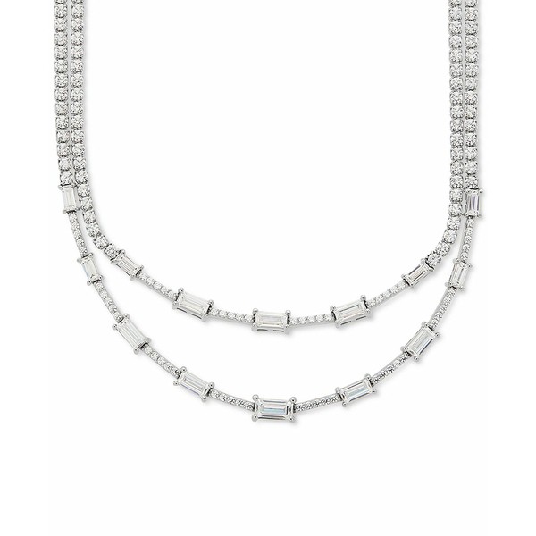 アラベッラ レディース ネックレス・チョーカー・ペンダントトップ アクセサリー Cubic Zirconia Layered 18" Statement Necklace in Ste