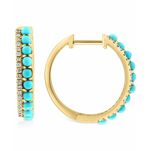 エフィー コレクション レディース ピアス＆イヤリング アクセサリー EFFY® Turquoise & Diamond (1/6 ct. t.w.) Small Hoop Earring