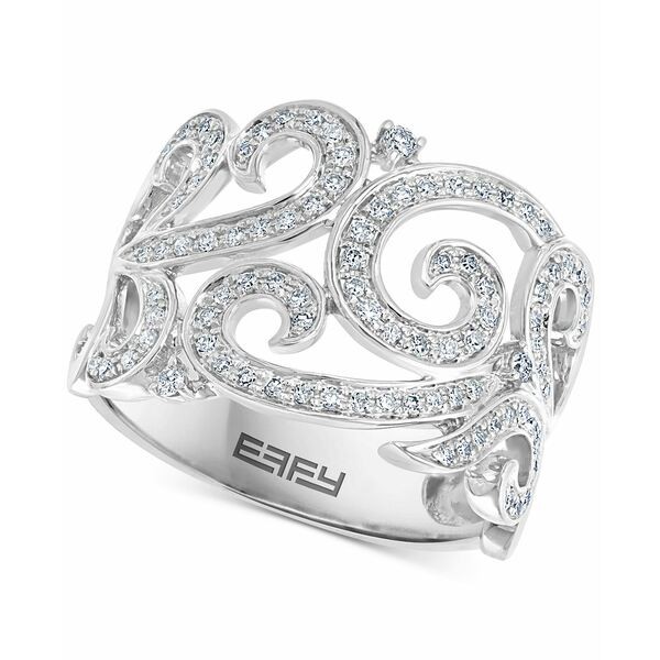 エフィー コレクション レディース リング アクセサリー EFFY® Diamond Swirl Statement Ring (3/8 ct. t.w.) in 14k White Gold Whi