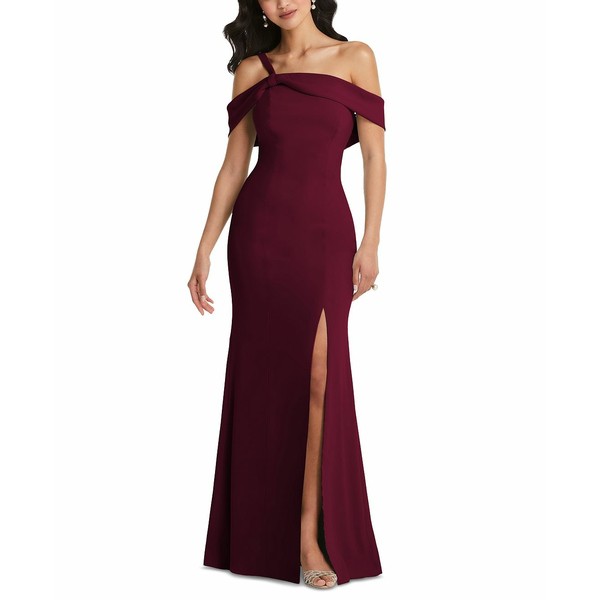 アフターシックス レディース ワンピース トップス One-Shoulder Slit-Font Gown Cabernet