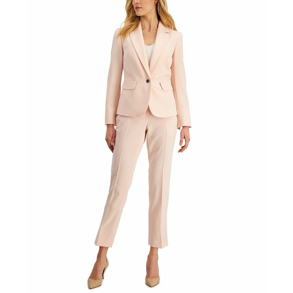 ル スーツ レディース カジュアルパンツ ボトムス Women's Notched Collar Straight-Leg Pantsuit, Regular and Petite Sizes Light Blos