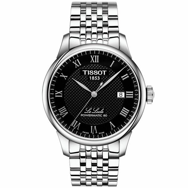 ティソット メンズ 腕時計 アクセサリー Men's Swiss T-Classic Le Locle Powermatic 80 Gray Stainless Steel Bracelet Watch 39.3mm No