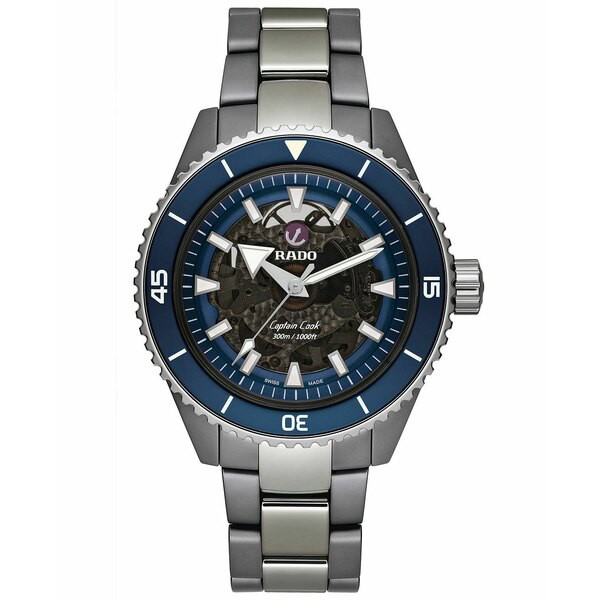 ラド メンズ 腕時計 アクセサリー Men's Swiss Automatic Captain Cook Silver High Tech Ceramic Bracelet Watch 43mm Black