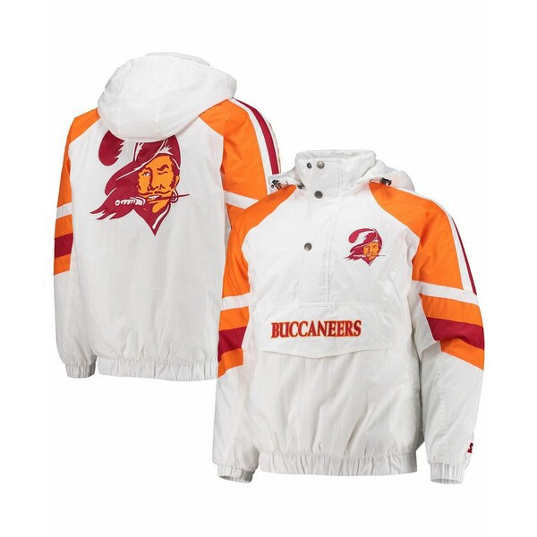 スターター メンズ ジャケット＆ブルゾン アウター Men's White, Orange Tampa Bay Buccaneers Thursday Night Lights Half-Zip Hoodie J