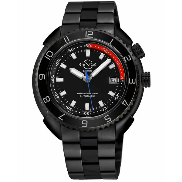 ジェビル メンズ 腕時計 アクセサリー GV2 Men's Squalo Black Ion Plating Swiss Automatic Bracelet Watch 46 mm Black