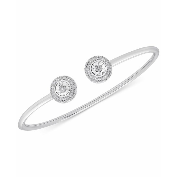 ラップド レディース ブレスレット・バングル・アンクレット アクセサリー Diamond Halo Cuff Bangle Bracelet (1/4 ct. t.w.) in Sterl