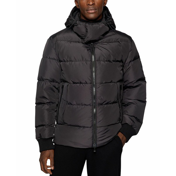 ヒューゴボス メンズ ジャケット＆ブルゾン アウター BOSS Men's Regular-Fit Puffer Jacket Black