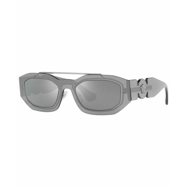 ヴェルサーチ メンズ サングラス・アイウェア アクセサリー Men's Sunglasses, VE2235 51 Transparent Gray Mirror Silver-Tone