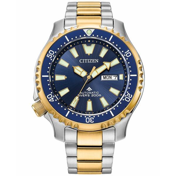 シチズン メンズ 腕時計 アクセサリー Men's Automatic Dive Two-tone Stainless Steel Bracelet Watch, 44mm Two-tone