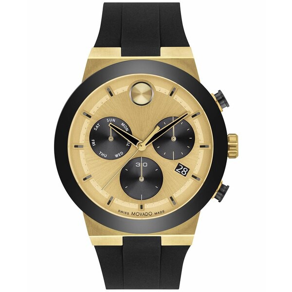 モバド メンズ 腕時計 アクセサリー Men's Swiss Chronograph Bold Fusion Black Silicone Strap Watch 44mm Two Tone