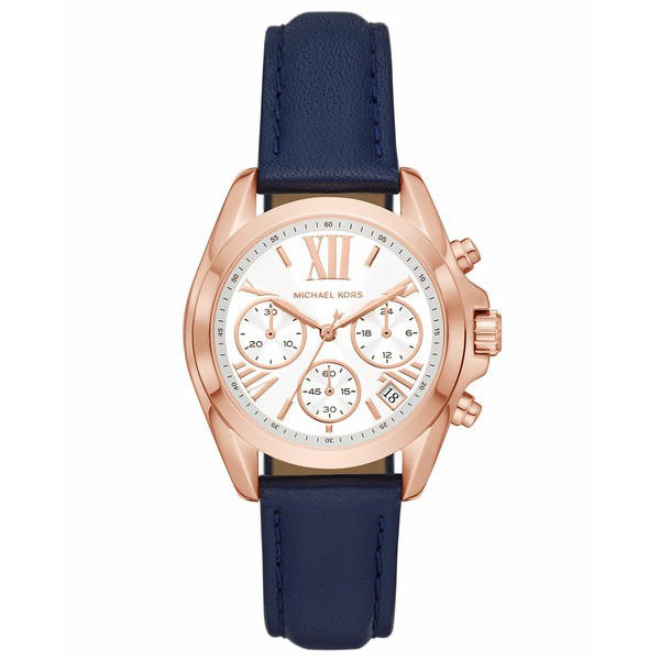 マイケルコース レディース 腕時計 アクセサリー Women's Bradshaw Chronograph Navy Leather Strap Watch 36mm Navy