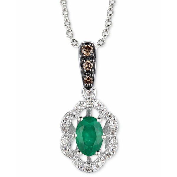 ルヴァン レディース ネックレス・チョーカー・ペンダントトップ アクセサリー Emerald (1/3 ct. t.w.) & Diamond (1/5 ct. t.w.) Adjust