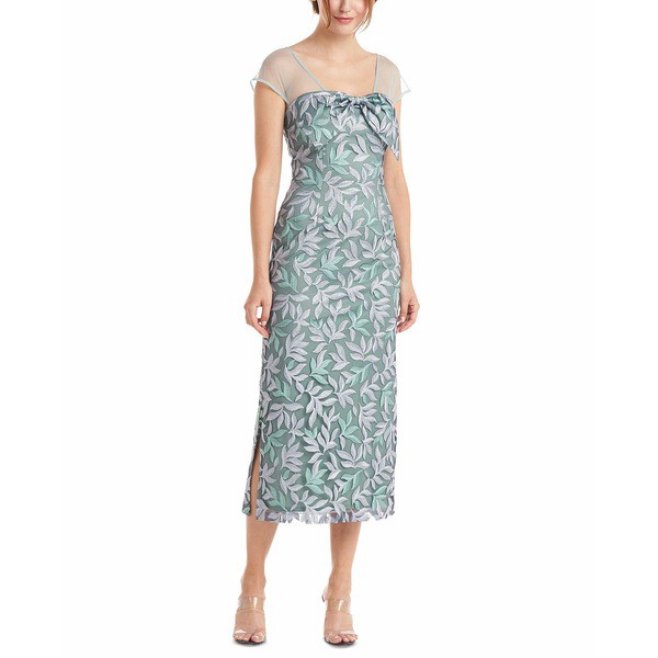 ジェイエスコレクションズ レディース ワンピース トップス Illusion-Trim Embroidered Midi Dress Sage