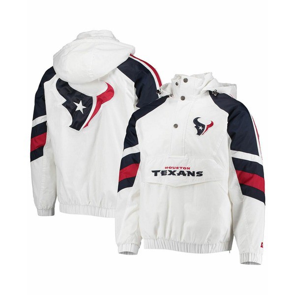 スターター メンズ ジャケット＆ブルゾン アウター Men's White and Navy Houston Texans Thursday Night Lights Half-Snap Hoodie Jacke