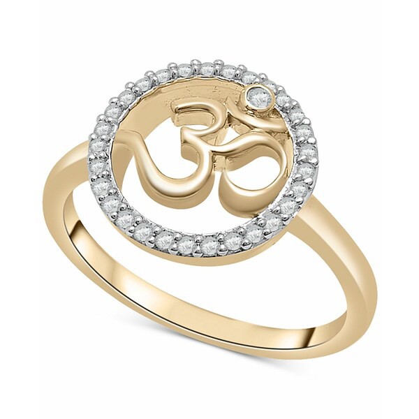 ラップド レディース リング アクセサリー Diamond Om Ring (1/6 ct. t.w.) in 10k Gold, Created for Macy's Yellow Gold