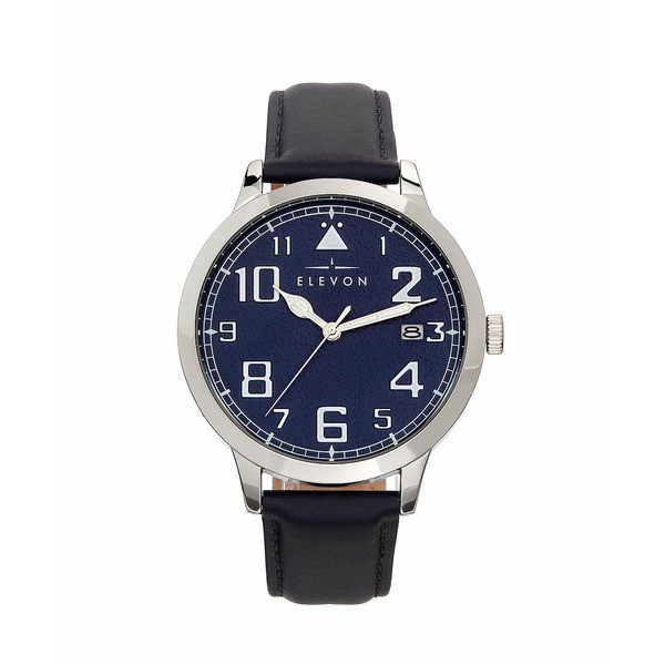 エレボン レディース 腕時計 アクセサリー Women's Sabre Black or Navy or Black or Brown Genuine Leather Band Watch, 45mm Silver-To