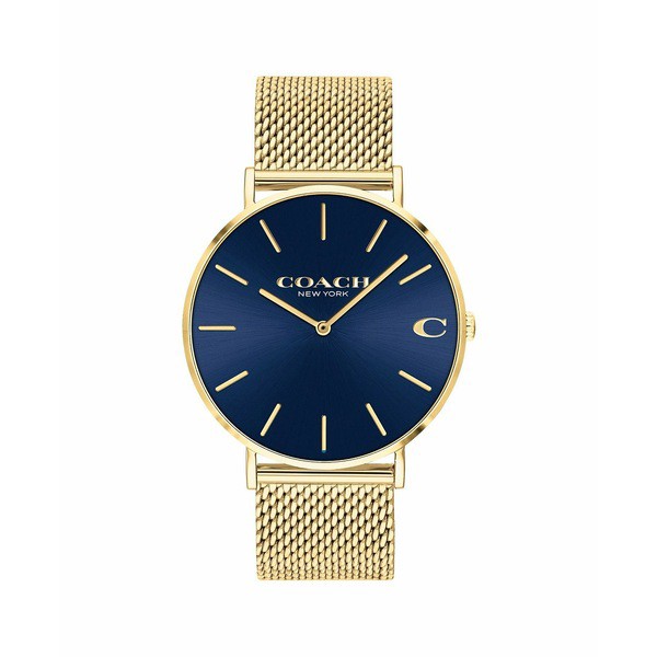 コーチ メンズ 腕時計 アクセサリー Men's Charles Gold-Tone Mesh Bracelet Watch 41mm Gold-Tone