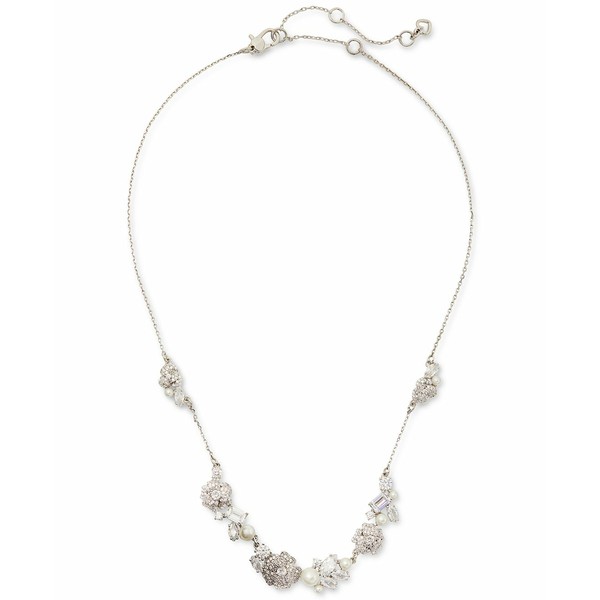 ケイト スペード レディース ネックレス・チョーカー・ペンダントトップ アクセサリー Silver-Tone Cubic Zirconia & Imitation Pearl Fl