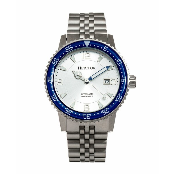 ヘリトール レディース 腕時計 アクセサリー Women's Automatic Dominic Silver-tone Stainless Steel Bracelet Watch, 45mm Blue, Silve