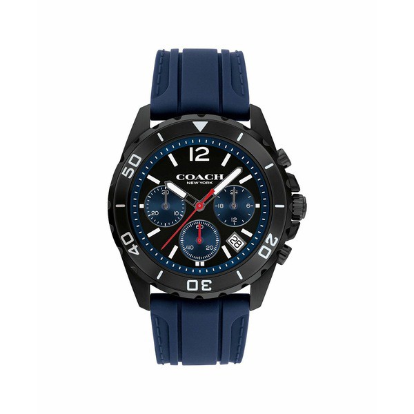 コーチ メンズ 腕時計 アクセサリー Men's Kent Blue Silicone Strap Watch 44mm Blue