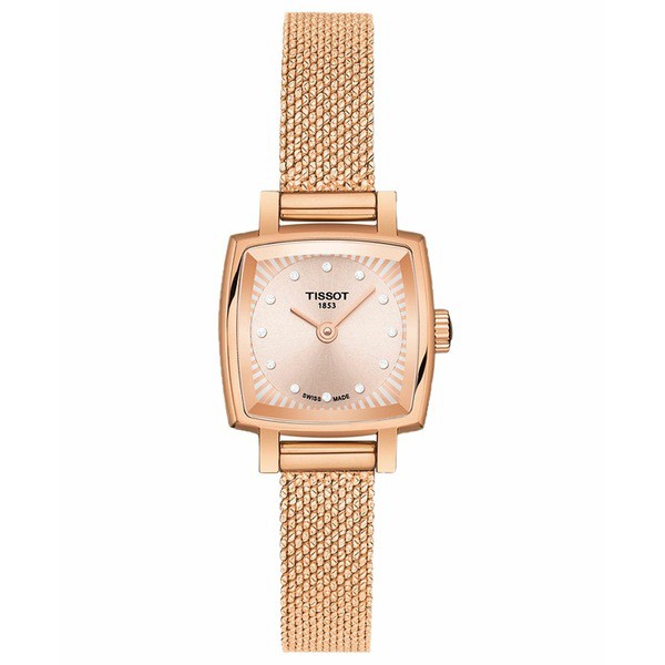 ティソット レディース 腕時計 アクセサリー Women's Swiss T-Lady Lovely Diamond Accent Rose Gold Mesh Bracelet Watch 20mm Rose Gol