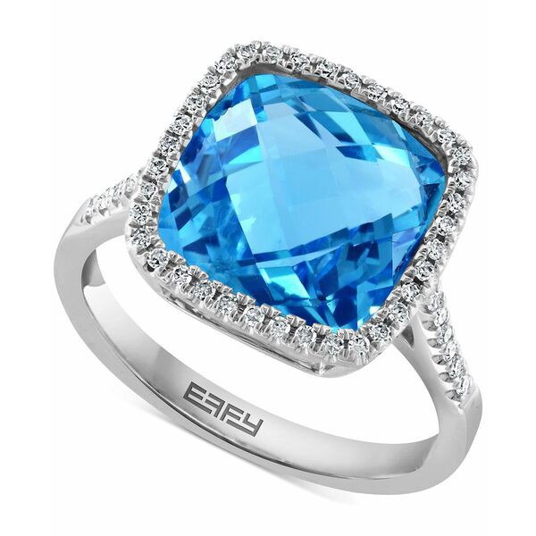 エフィー コレクション レディース リング アクセサリー EFFY® Blue Topaz (7-3/8 ct. t.w.) & Diamond (1/5 ct. t.w.) Halo Ring in