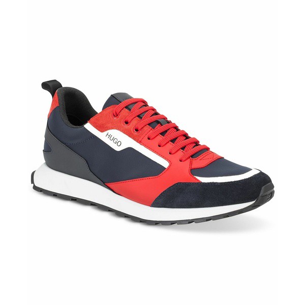 ヒューゴボス メンズ スニーカー シューズ HUGO Men's Icelin Runn Nylon Sneaker Open Red