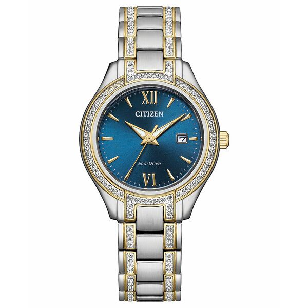 シチズン レディース 腕時計 アクセサリー Eco-Drive Women's Silhouette Crystal Two-Tone Stainless Steel Bracelet Watch 30mm Two-to