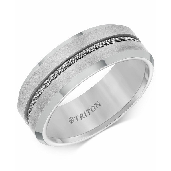 トライトン メンズ リング アクセサリー Men's Cable Detail Comfort Fit Band in Tungsten Carbide Tungsten