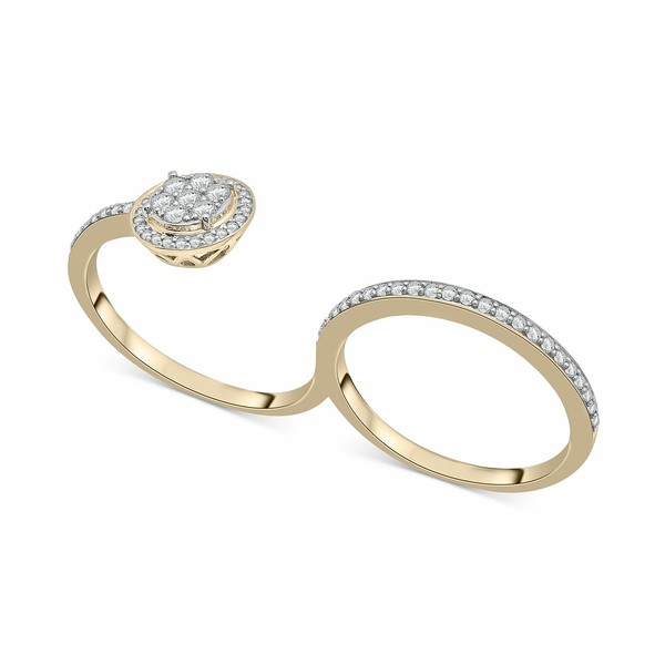 ラップド レディース リング アクセサリー Diamond Open Cluster Double Ring (1/2 ct. t.w.) in 10k White or Yellow Gold, Created fo