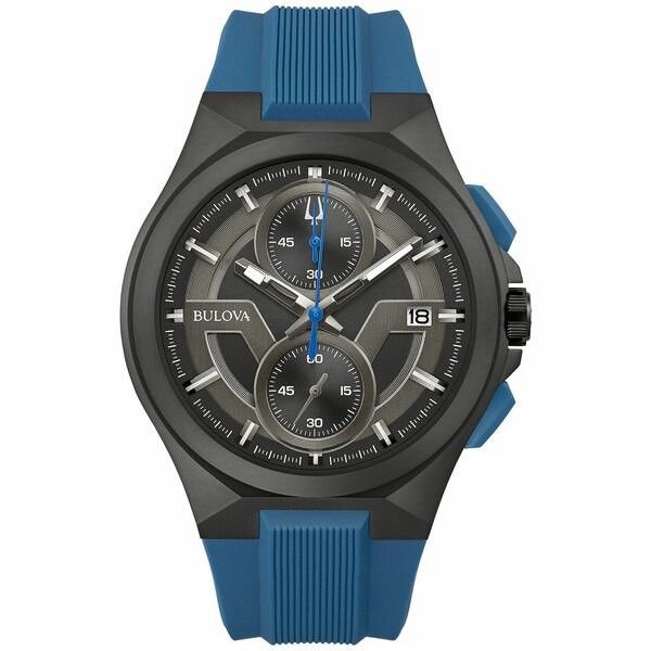 ブロバ メンズ 腕時計 アクセサリー Men's Chronograph Maquina Blue Silicone Strap Watch 46mm Blue