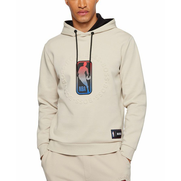 ヒューゴボス メンズ シャツ トップス BOSS x NBA Men's Hooded Sweatshirt Light Beige