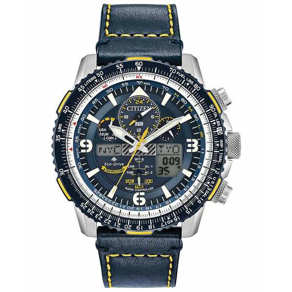 シチズン メンズ 腕時計 アクセサリー Eco-Drive Men's Analog-Digital Chronograph Promaster Blue Angels Skyhawk A-T Blue Leather St