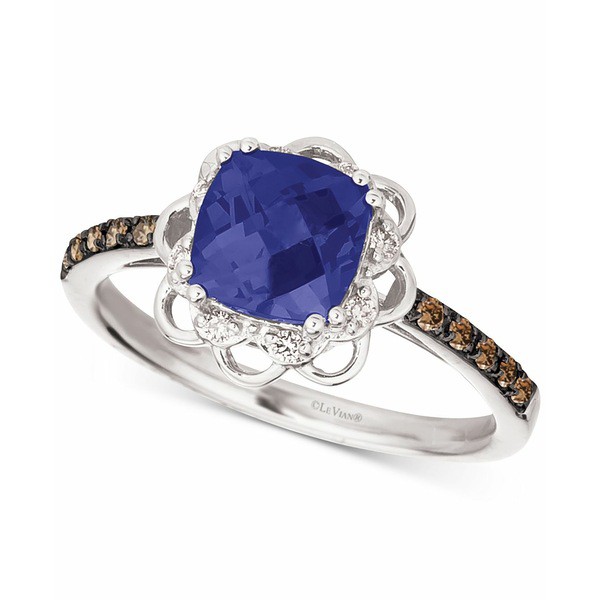 ルヴァン レディース リング アクセサリー Blueberry Tanzanite (1-1/3 ct. t.w.) & Diamond (1/6 ct. t.w.) Flower Ring in 14k White G