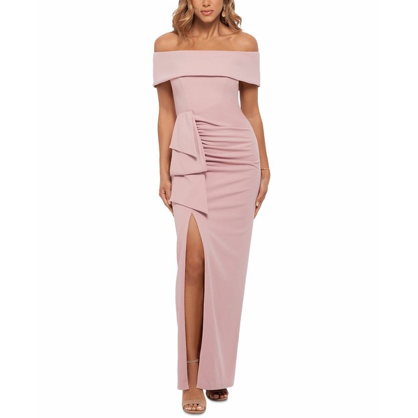 エスケープ レディース ワンピース トップス Petite Off-The-Shoulder Draped Gown Rose