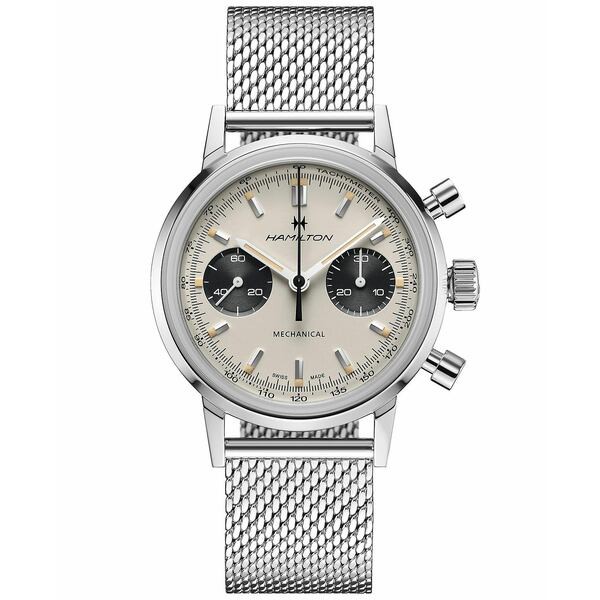 ハミルトン メンズ 腕時計 アクセサリー Men's Swiss Intra-Matic Chronograph H Stainless Steel Mesh Bracelet Watch 40mm Stainless S