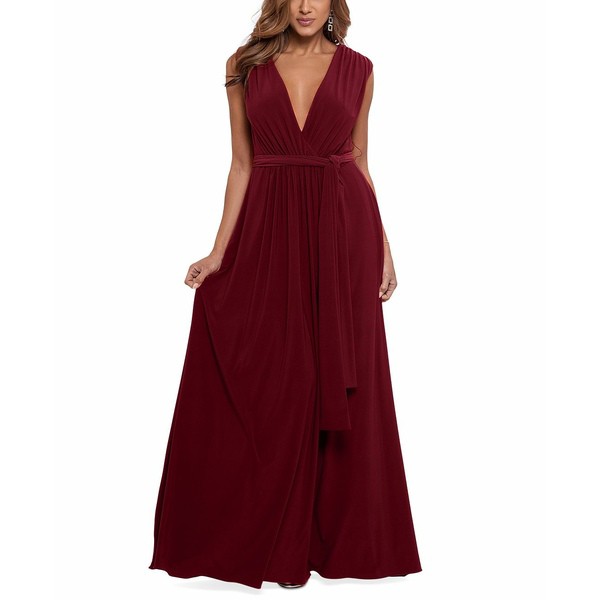 ベッツィ アンド アダム レディース ワンピース トップス Tie-Waist Gown Bordeaux