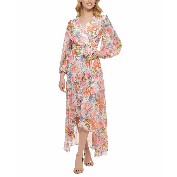 エリザジェイ レディース ワンピース トップス Women's Floral-Print High-Low Maxi Dress Blush