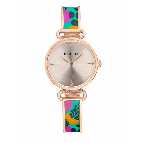 バーサ レディース 腕時計 アクセサリー Women's Katherine Enamel Designed Silver-tone or Gold-tone or Rose Gold Bracelet Watch, 33