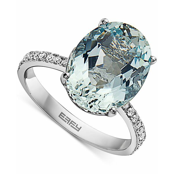 エフィー コレクション レディース リング アクセサリー EFFY® Aquamarine (5-5/8 ct. t.w.) & Diamond (1/6 ct. t.w.) Statement Ri